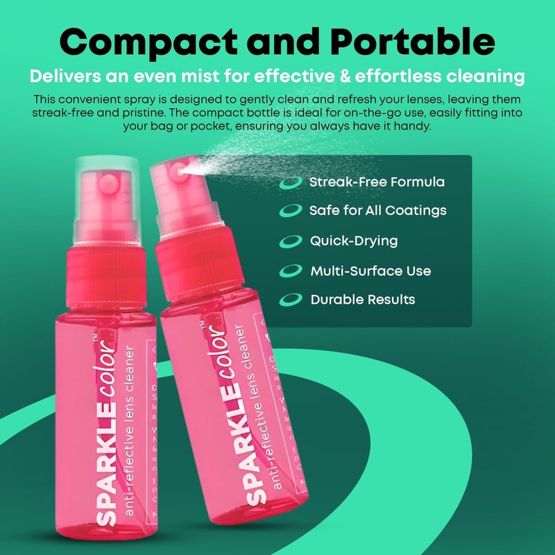 OPTIPAK Sparkle Anti-Reflective Safe Lens Cleaner Spray Kit - (2) 1oz Glasses Cleaner Bottle & (2) Microfiber Cloth for Eyeglasses, Sunglasses, Lenses, Screens and Camera Cleaning Kit (4 Piece Set) - Image 3